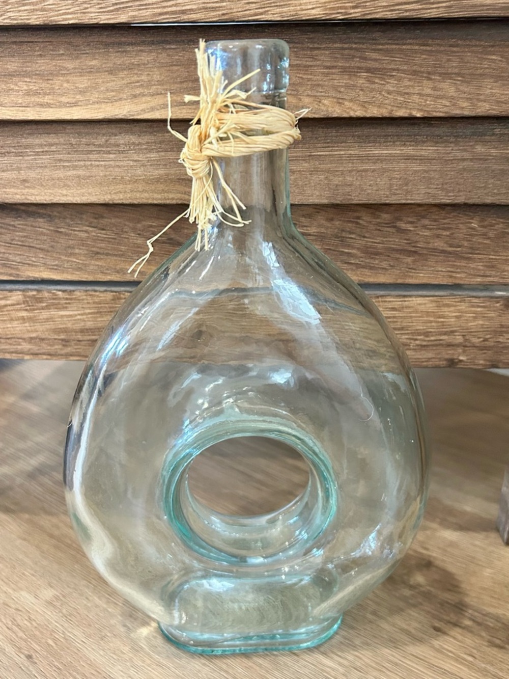 Vintage 1970s VAM Italy Donut Hole Glass Bottle Vase 10" Tall
